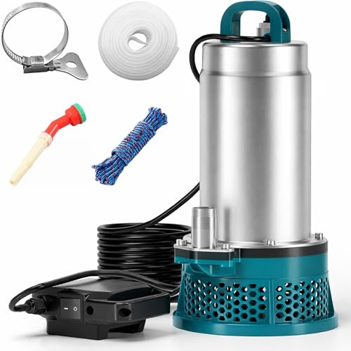 Dränkbar pump kompatibel med Makita 18 V batteri – batterivattenpump med 10 m slang, 5 m anslutningskabel, perfekt för pool, vattensäng, trädgårdsbevattning (inget batteri)