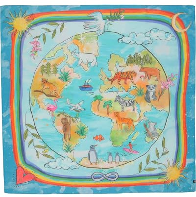 FRAAS Damduk djur från hela världen silkesblandning 103 x 103 cm | halsduk halsduk, True Blue, one size