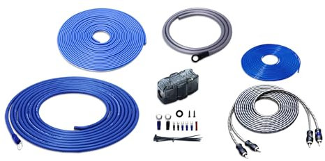 RECOIL RCK-8 Kit Ampli Voiture COMPLET 10mm² - Câbles RCA OFC + Alimentation/Masse/Remote/Haut-parleur CCA