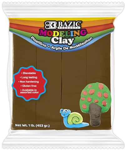 BAZIC Products Modeling Clay Brown Color 1 LB, Modeling Dough Art Craft Non Toxic Gift for Artist, Bulk for Classroom, 1-Pack