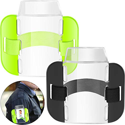 Zonon 2 Pcs Hi Vis Sia Badge Holders Security Badge Holder High Visibility Adjustable ID Card Insignia Holders for Staff, Emergency Rescue Personnel, Security Personnel, Guards, Bouncers, Doorman