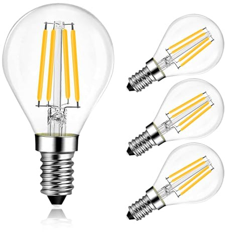 BRIMAX E14 Led Light Bulb,6W Dimmable Light Bulb 2700K Warm White, 4Pack | SES E14 Bulb 50W Equivalent,6W E14 Golf Ball Bulb, G45 LED Filament Bulb, Energy Saving Light Bulbs for Daily Use