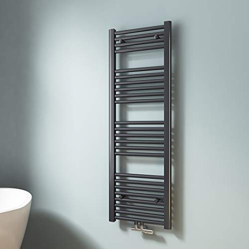 EMKE Scaldasalviette termoarredo, 120 x 40 cm, antracite colore, radiatore scaldasalviette ad acqua calda, termoarredo da bagno con collegamento centrale
