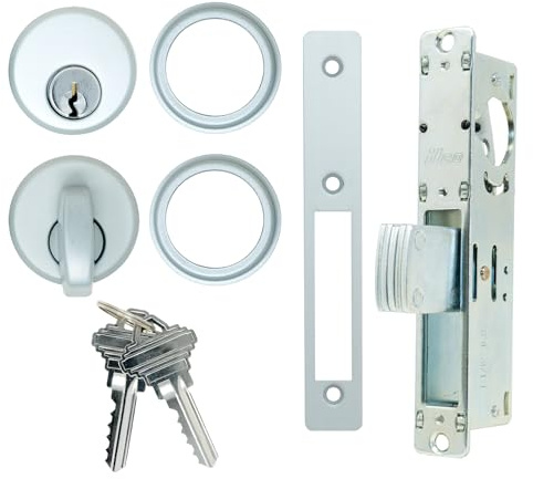Summit DOORWARE Mortise Cylinder Deadlock Bolt with Keys | Thumbturn Cylinder Adams Rite Replacement Parts | Mortise Lock Replacement Kit for MS1850S Series Locks | Aluminum Finish - 1-1/8 Backset