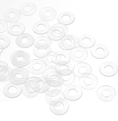 QUARKZMAN M6x13mm Kunststoff Runde Flache Unterlegscheibe 50Stk Transparent | Dichtung Nylon Runde Flache Unterlegscheibe Dichtungsring für Glastürgriff