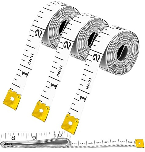 Dual Sided Body Measuring Tape Measure for Body 3 Pack Double Scale Measurement Flexible Fiber Glass Tape for Sewing Fabric Cloth Tailor 60 Inch/ 150cm (White 3Pcs)
