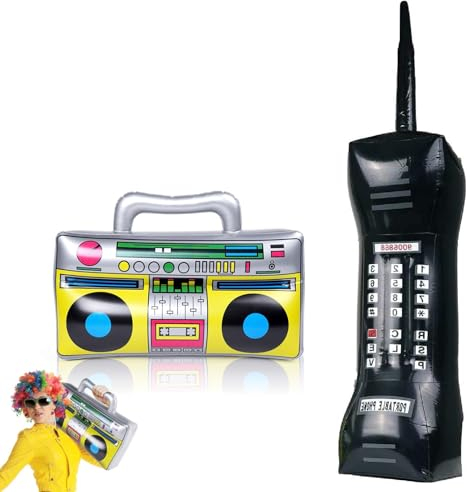 Boombox Radio Gonflable, Instruments Gonflable,Gonflable Rétro Blaster Hip Hop Radio Walkman,Lecteur de Musique Jouet Aquatique Gonflable,Portable Gonflable Décorations de Fête des Années 80 et 90