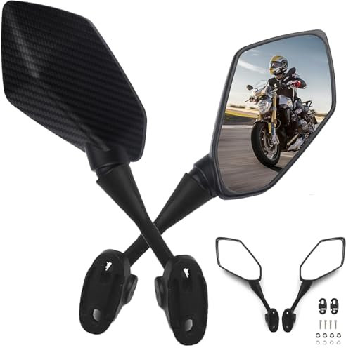 Heart Horse Motorcycle Mirror Universal 2 Pack Motorcycle Rear View Mirror with Bracket, Rear Side Mirror, E-Mark Motorbike Mirrors 360-Degree Rotatable Diamond Pentagonal Rearview Mirror with Screws