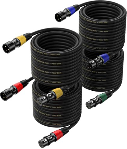 BEITSZ Cable XLR Macho Hembra, Cable Micrófono 10M 4 paquetes -3 pines XLR balanceado macho a hembra Cable