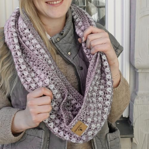 myboshi Häkelset Loop Cloud für Anfänger, inkl. Garn, Häkelnadel, Wollnadeln, Anleitung, Label, 76% Baumwolle, 22% Baby Alpaka, 2% Merino Rosa mit Häkelnadel
