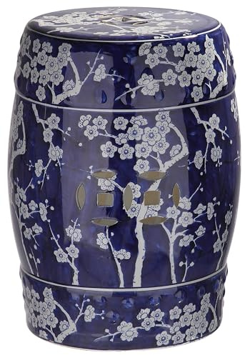 Safavieh Midnight Kiss Ceramic Decorative Garden Stool, Dark Blue