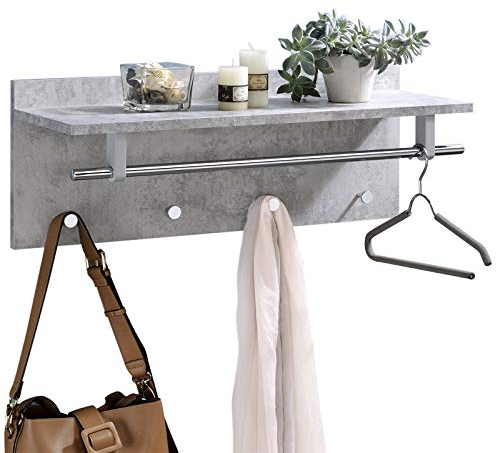 IDIMEX Wandgarderobe Garderobe ULF mit Kleiderhaken Hutablage Kleiderstange, Betonoptik