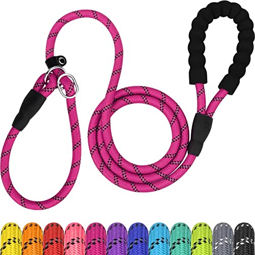 TagME Riflessivo Guinzaglio per Cani Taglia Piccola,Guinzaglio Retriever, Guinzaglio Addestramento per Cani,Ø8mm x 185cm,Rosa Caldo