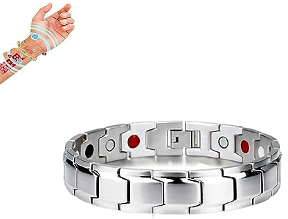 JosuE Pulsera de menopausia de magterapia para Adelgazar, Pulsera de Alivio de magterapia (Silver,One-Size)