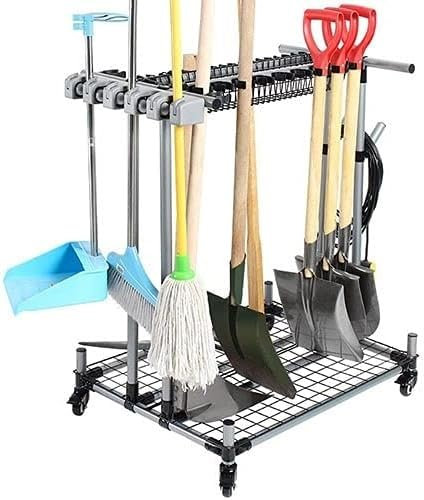 HACSYP Mopphalter, Aufbewahrungsregal for Gartengeräte, abnehmbares, bodenstehendes Besen- und Moppregal, for Garagenschulen, Krankenhäuser, Fabriken, Hotels, Immobilienunternehmen