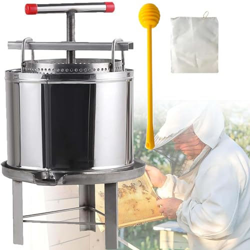 SNBGRYE Honigschleuder, Handkurbel-HonigpressgeräT, Bienenschleuder-Imkereiwerkzeug, T-FöRmiger Drehgriff, Mit Spritzschutz, FüR GroßE Und Kleine BienenhäUser