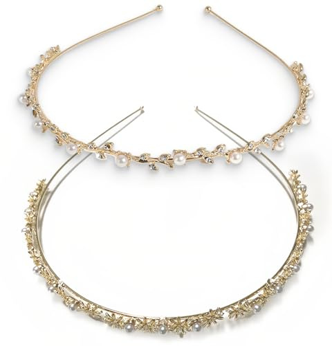 KOLZEMV 2 Stück Braut- und Feenhärschmuck Diadem, Mädchen Stirnband, Kronen - Dirndl, Mittelalter, Kommunion Konfirmation Haarschmuck