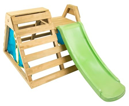 TP Toys Wooden Toddler Climb & Slide - With Climb Up Rock Wall, Secret Den And Slide. FSC Certified Wood. Outdoor Indoor Montessori Climbing Toys. Fun Active Play For Kids - Suitable For 18 Months+