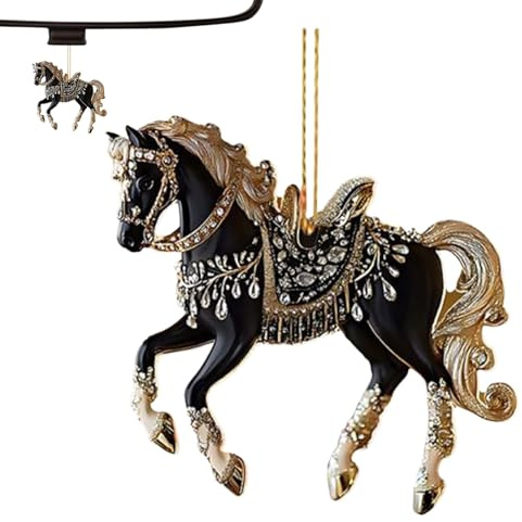 navideños sobre el Tema del Caballo – Figura 2D de acrílico Decorativo – navideños en Forma de Caballo – para decoración de casa, Vacaciones, Mujeres, niñas, Mesa, Pared, Ventana