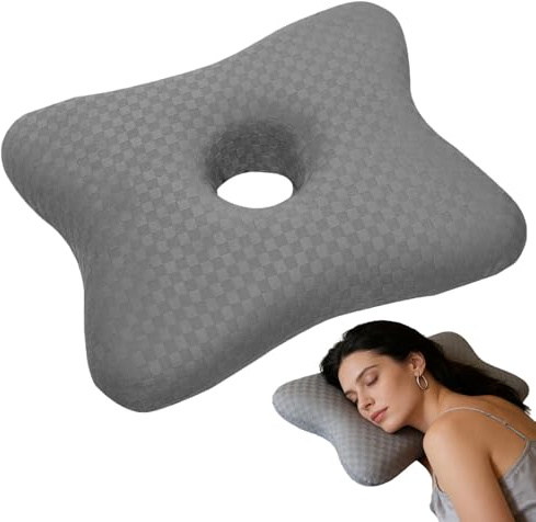 PLLYPE Piercing almohada con agujero, almohada para dormir de lado, cojín para aliviar la presión del dolor de oído, para piercings y quirófanos, almohada de recuperación para dormir lateral, funda