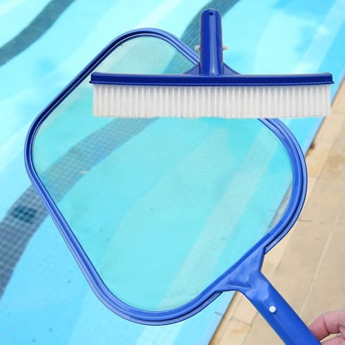 Kit de limpieza de piscina, juego de cepillo de pared de red de desnatador de hojas, removedor de suciedad de malla para mantenimiento de piscinas, salvamento de basura en aguas profundas