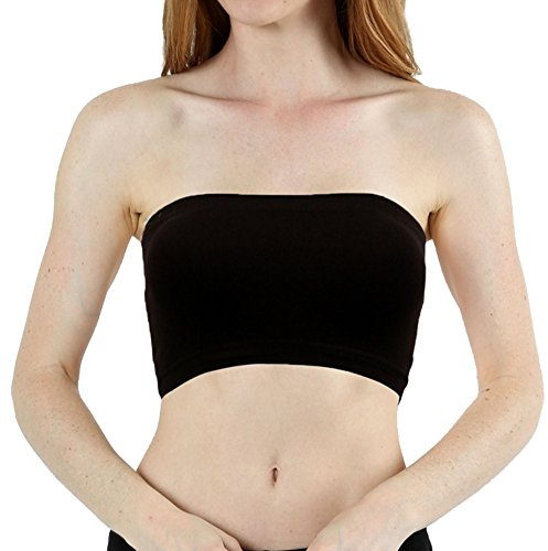 Zenana 2-pack Bandeau Strapless Seamless Tube Bras (Black-2pk)