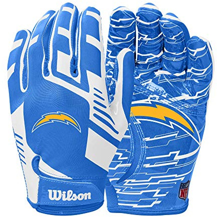 WILSON NFL Stretch Fit Football Gloves - Youth, Los Angeles Chargers