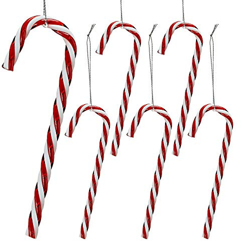 Cepewa Zuckerstangen 6er Set rot/weiß ca. 12 cm Weihnachtsdeko Weihnachten Christbaumschmuck