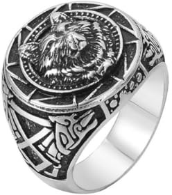 Bague loup slavo pour homme, bague tête de loup nordique viking Nornen, anneau totem loup rétro, bague avec sceau loup, bague amulette, bijoux loup animal pour homme, non., non.,