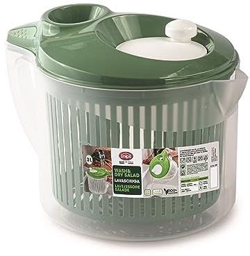 Snips 90068 Lava & Asciuga Centrifuga per Insalata con Scolo dell'Acqua dal Coperchio |3 LT | 19,5 x 26,5 x 19 cm | Colore Verde|Made in Italy | Bpa Free, Plastica