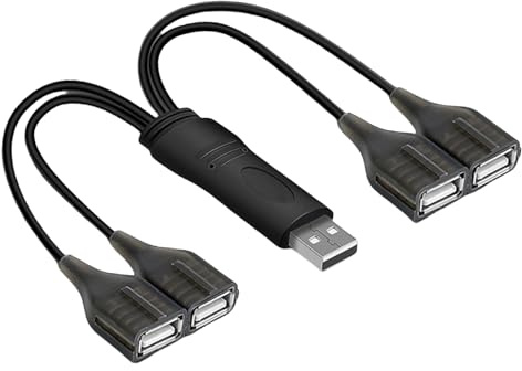 YiQinzcxg Répartiteur USB 1 In 4 Out USB Y Câble USB 2.0 Mâle vers 4 Femelle Rallonge Adaptateur Multiport 4 Ports Extender Hubs Câble