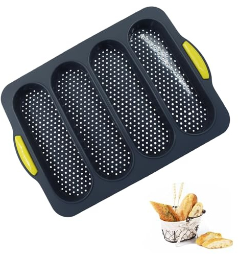 Litoexpe 1 Pcs Silicone Hot Dog Bun Pan, Nonstick Bread Forms Mini Baguette Molds Baking Tray for Hot Dog Bun Rolls Cake