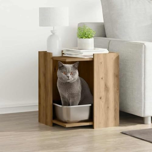 Mokuyary Meuble de Bac à Litière pour Chat 42x42x51 cm Salon