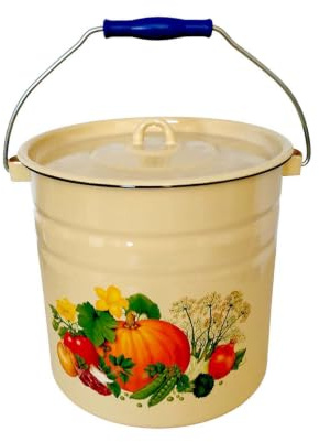 Emaille Eimer Wassereimer 12 Liter ca 25cm Durchmesser mit Motiv Erdbeeren Retro Nostalgie Geschirr