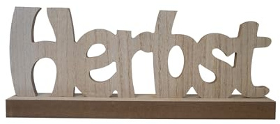 HEITMANN DECO Holzschriftzug „Herbst“ – Naturfarbene Deko für Tisch, Fenster & Regal, 31 cm – Herbstdeko zum Aufstellen, Natur