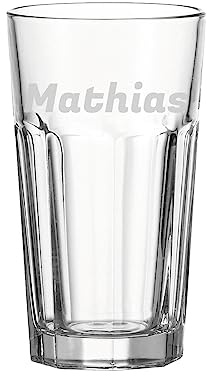 LUXENTU XL Longdrinkglas mit Gravur, Name horizontal, 540 ml, 1 Stück | Personalisierte Trinkgläser, Namensgravur, robustes Glas für Cocktails, Spülmaschinenfest