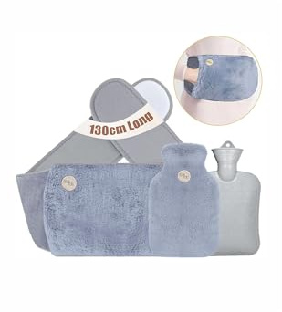Hot Water Bottle,Extra Long 130 cm Hot Water Bottle Belt with Waist Cover Hot Water Belt for Abdomen,Back,Waist Warm (Gray Color)