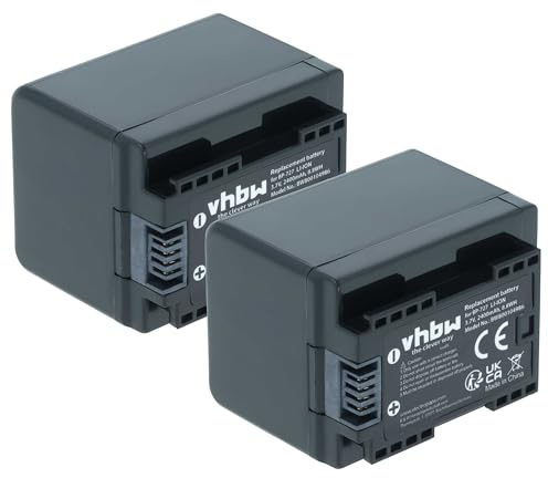 vhbw 2X Akku kompatibel mit Canon Legria HF R86, HF R806, HF R78, HF R88 Videokamera Camcorder (2400 mAh, 3,6 V, Li-Ion) + Infochip