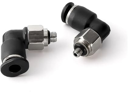 MEXEWORD 1 Pieza de Accesorios neumáticos, Mini Conector rápido PL, Codo, Rosca Macho M3/M5/M6, Manguera de conexión de 3, 4, 5 y 6 mm, tubería de Aire y Agua a presión.(PL4-M3)