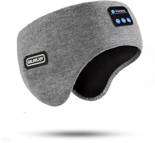 fesoklaf Bluetooth Headband Headphones Double-Layer Ear Warmer for Men Women Winter Cold Weather Wireless Music Fuzzy Lined Ear Muff Outdoor Sports Running Cycling (Gray)