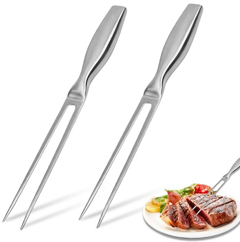 2 stycken köttgafflar, rostfritt stål grillgaffel förglasgaffel 27 cm köttgaffel med handtag rak lång gaffel för grillbiffar stekning stekning kyckling