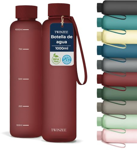 Twinzee Borraccia Tritan 1 L Senza BPA Antigoccia Rossa | Ideale per sport, scuola e ufficio · Riutilizzabile · Resistente · Facile da pulire · Perfetta ogni giorno