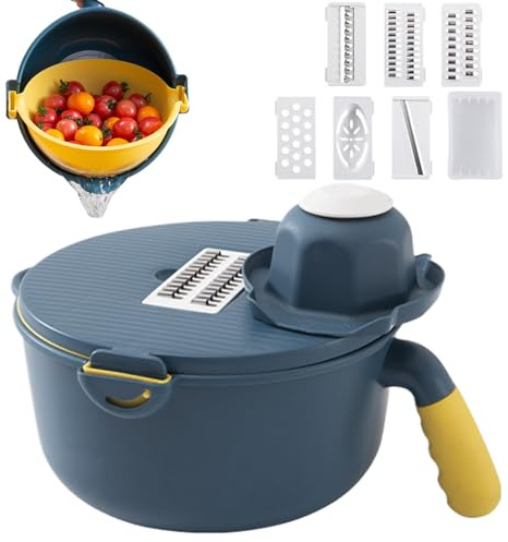 Affettatore per frutta e verdura - Grattugia con Contenitore,Taglia cetrioli,per Preparazione Pasti Cucina Campeggio Festa Grigliata Dormitorio Ristorante Casa