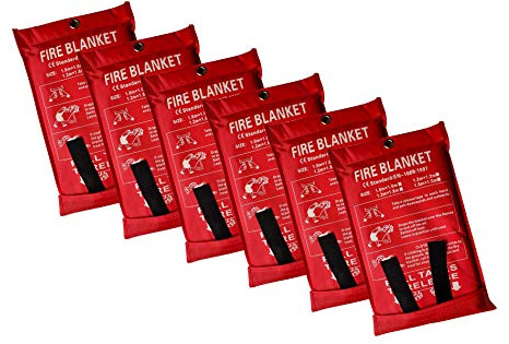 Lonnsaffe Fiberglass Emergency Fire Blanket Survival Blanket Shelter Safety Cover Ideal for Kitchen, Fireplace, Grill, Car, Camping (6PACK(1.0x1.0m))
