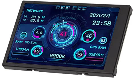 Mini Schermo USB IPS da 3,5 Pollici per Monitor CPU PC, CPU HDD Display Temperatura Dati Rotazione a 360 Gradi Tipo C Schermo Secondario