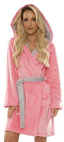 FOREX Lingerie Damen Bademantel, Baumwolle oder Microfaser, Reißverschluss oder Bindegürtel, Kapuze & Taschen, made in EU, verschiedene Modelle