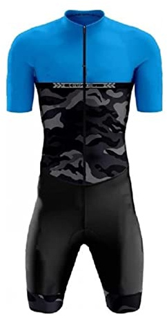 KAISUN Tuta da Triathlon a Maniche Corte da Uomo, MTB Body Trisuit Cycling Skinsuit with Gel Pad per Nuoto/Corsa/Ciclismo, Abbigliamento Ciclismo (Color : Typ-5, Size : XXL)