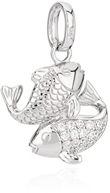 NKlaus Pendentif signe astrologique Poisson 925 argent zirconium blanc Horoscope Zodiaque 11283