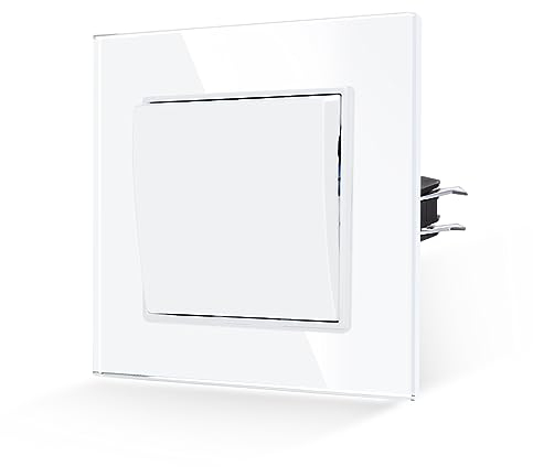 JIMEIDA Lichtschalter Unterputz Glas 1 Fach 1 Weg Weiß Taste Schalter Wandschalter 10 Amp,250 V