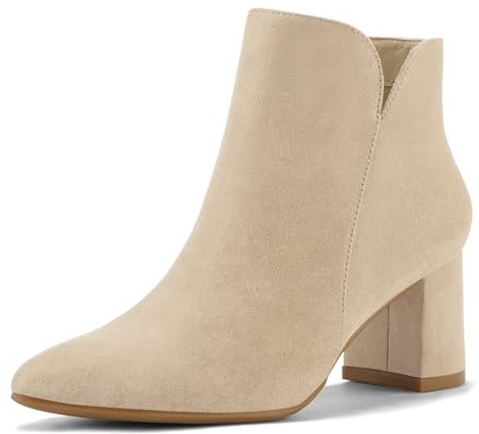 mysoft Women's Ankle Boots Chunky Block Heel Pointed Toe Dressy Booties